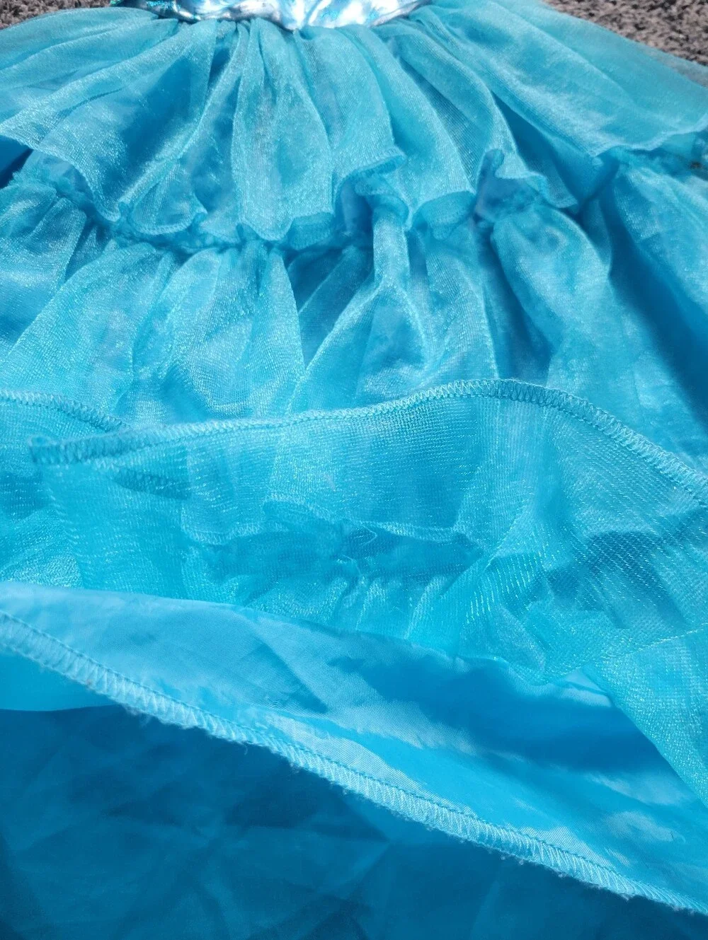 Blue Princess Tulle Tiered Kids Costume Dress with Crown Size 3+ Like New